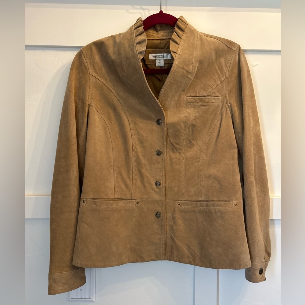🌶️ Coldwater Creek Leather Suede Jacket Blazer/Jacket. Size Medium.